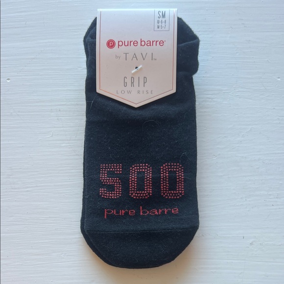 Pure Barre by Tavi Black and Red Grip Socks - Picture 3 of 6